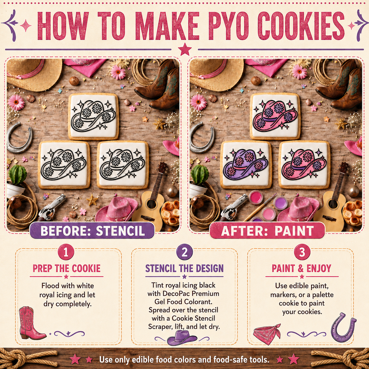Cowgirl Hat PYO Cookie Stencil