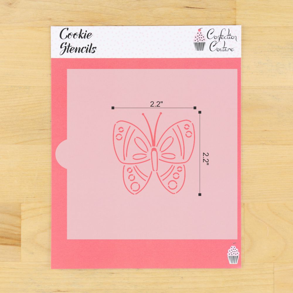 Dimensions for the Butterfly Paint Your Own Cookie Stencil.