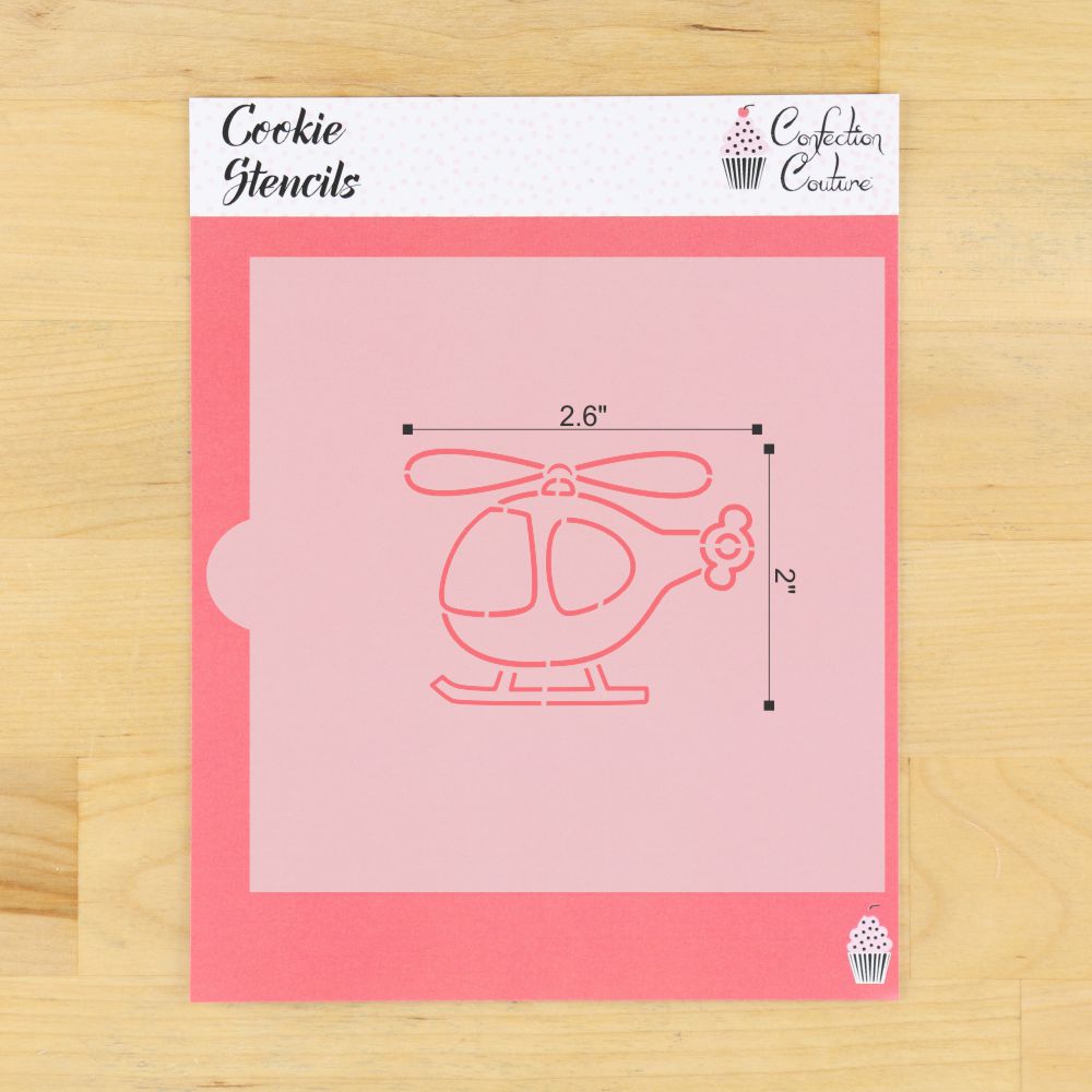 Dimensions for the Helicopter PYO Cookie Stencil.