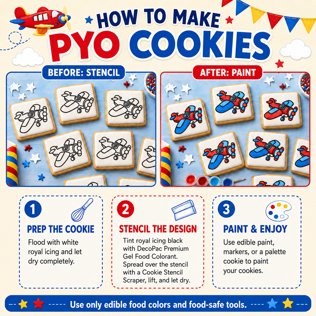 Airplane PYO Cookie Stencil