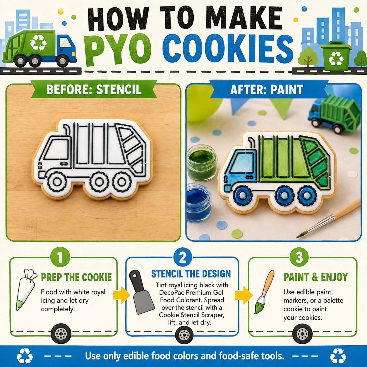 Garbage Truck PYO Cookie Stencil