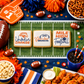 Denver Broncos Football Theme Cookies on a football backdrop
