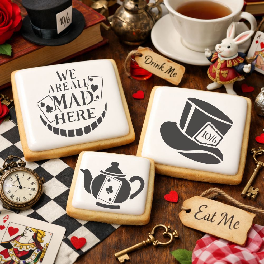 We Are All Mad Here Cookie Stencil Set