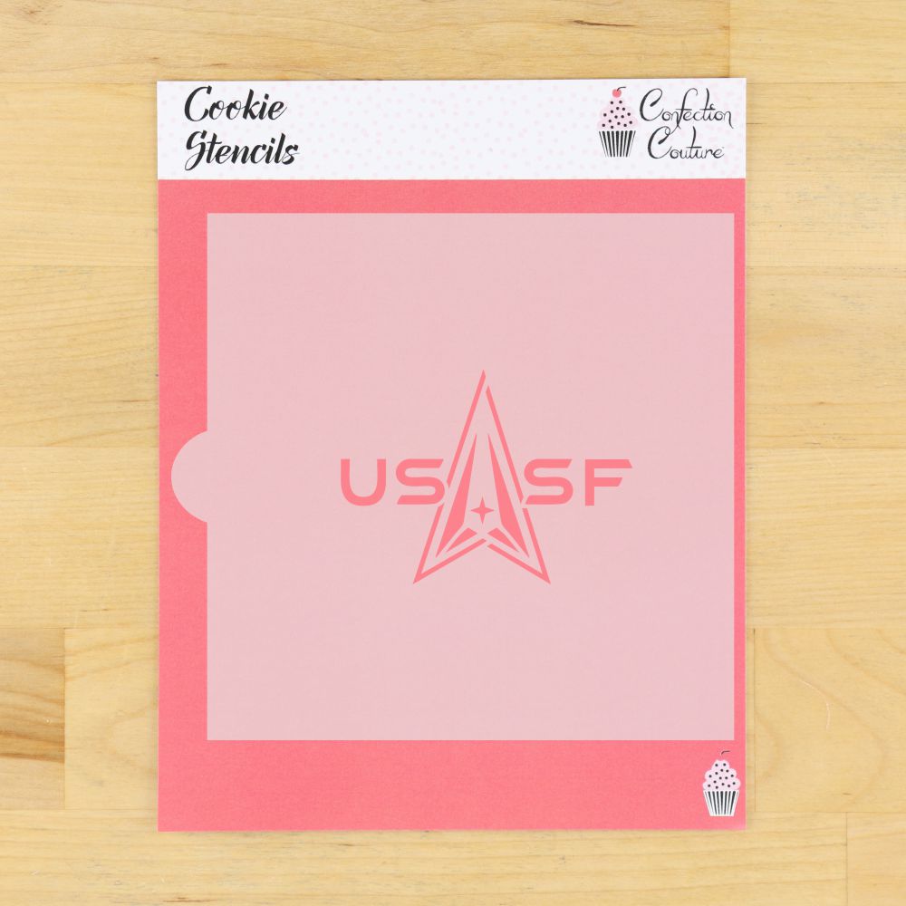 Space Force Cookie Stencil in its packaging
