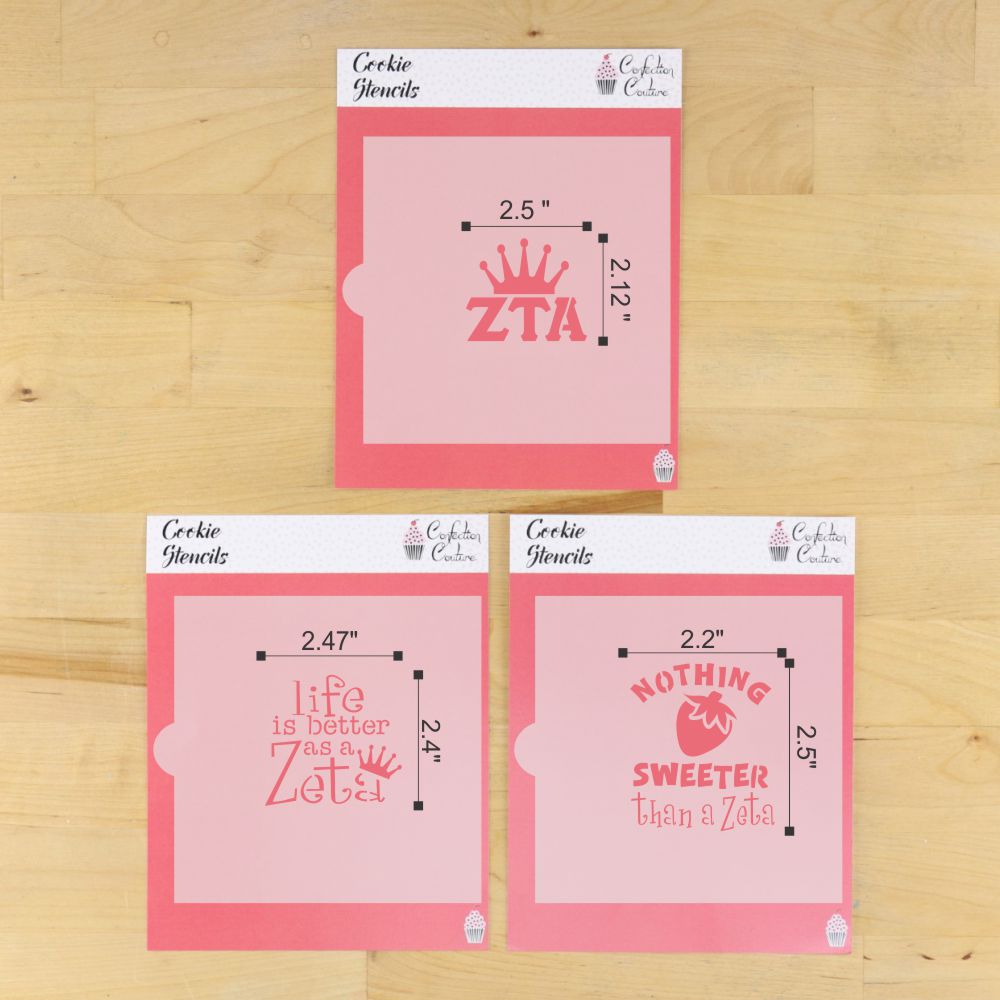Zeta Tau Alpha Cookie Stencil dimensions