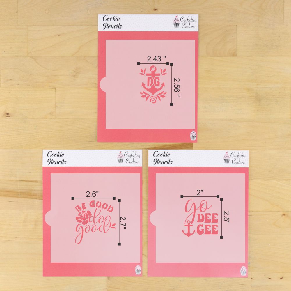 Dimensions for the Delta Gamma cookie stencil set
