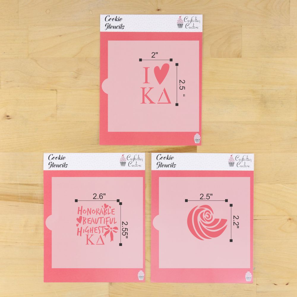 Kappa Delta cookie stencil set dimensions