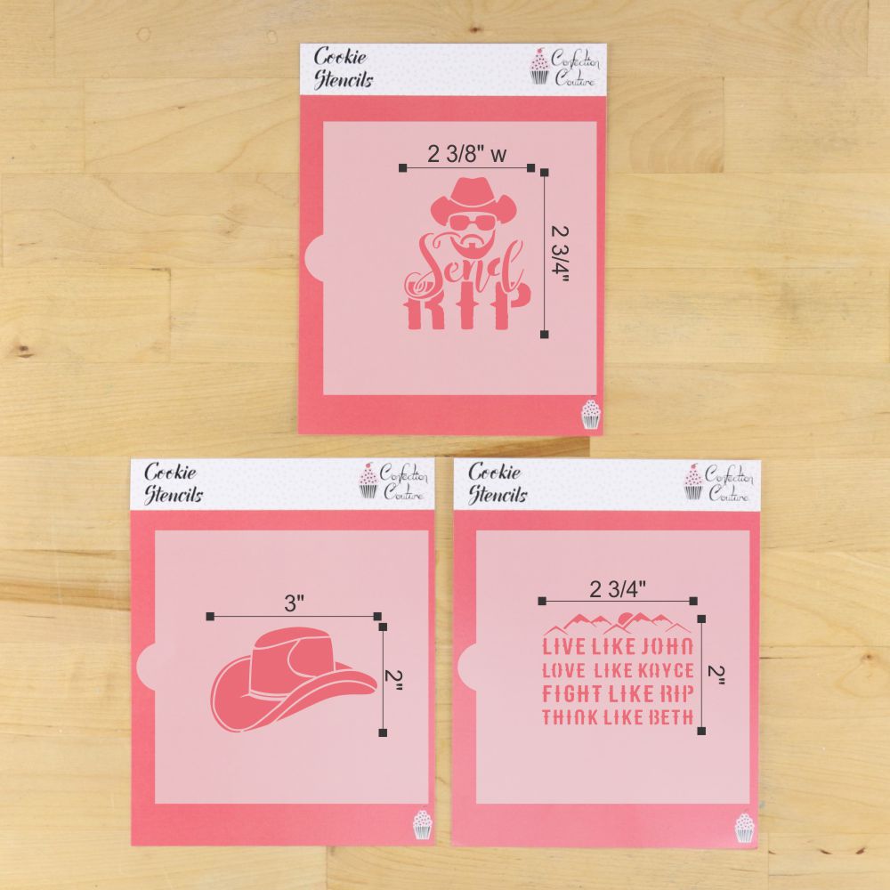 Dimensions for the Dutton Ranch Inspired Cookie Stencils