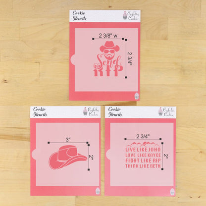 Dimensions for the Dutton Ranch Inspired Cookie Stencils