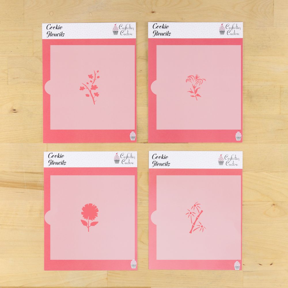 Mahjong Floral Cookie Stencil Set