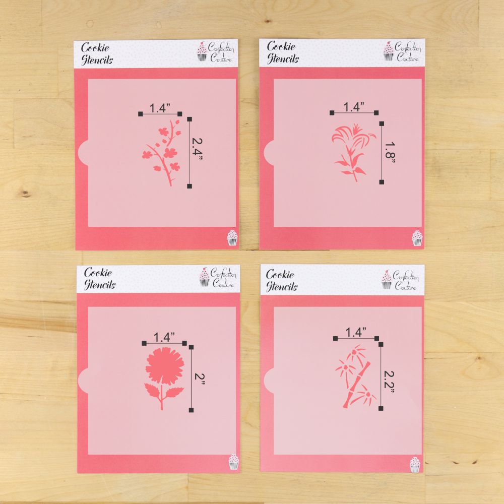 Mahjong Floral Cookie Stencil Set
