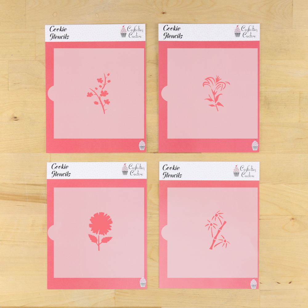 Mahjong Floral Cookie Stencil Set