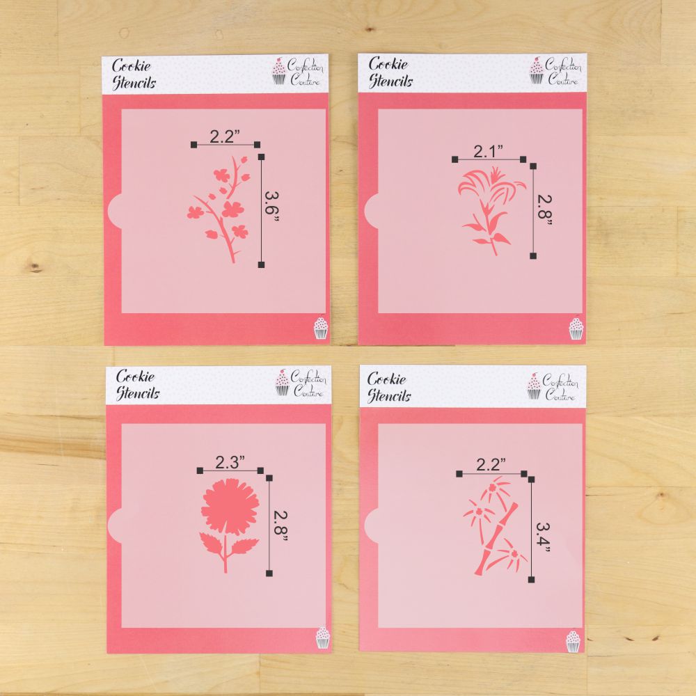 Mahjong Floral Cookie Stencil Set