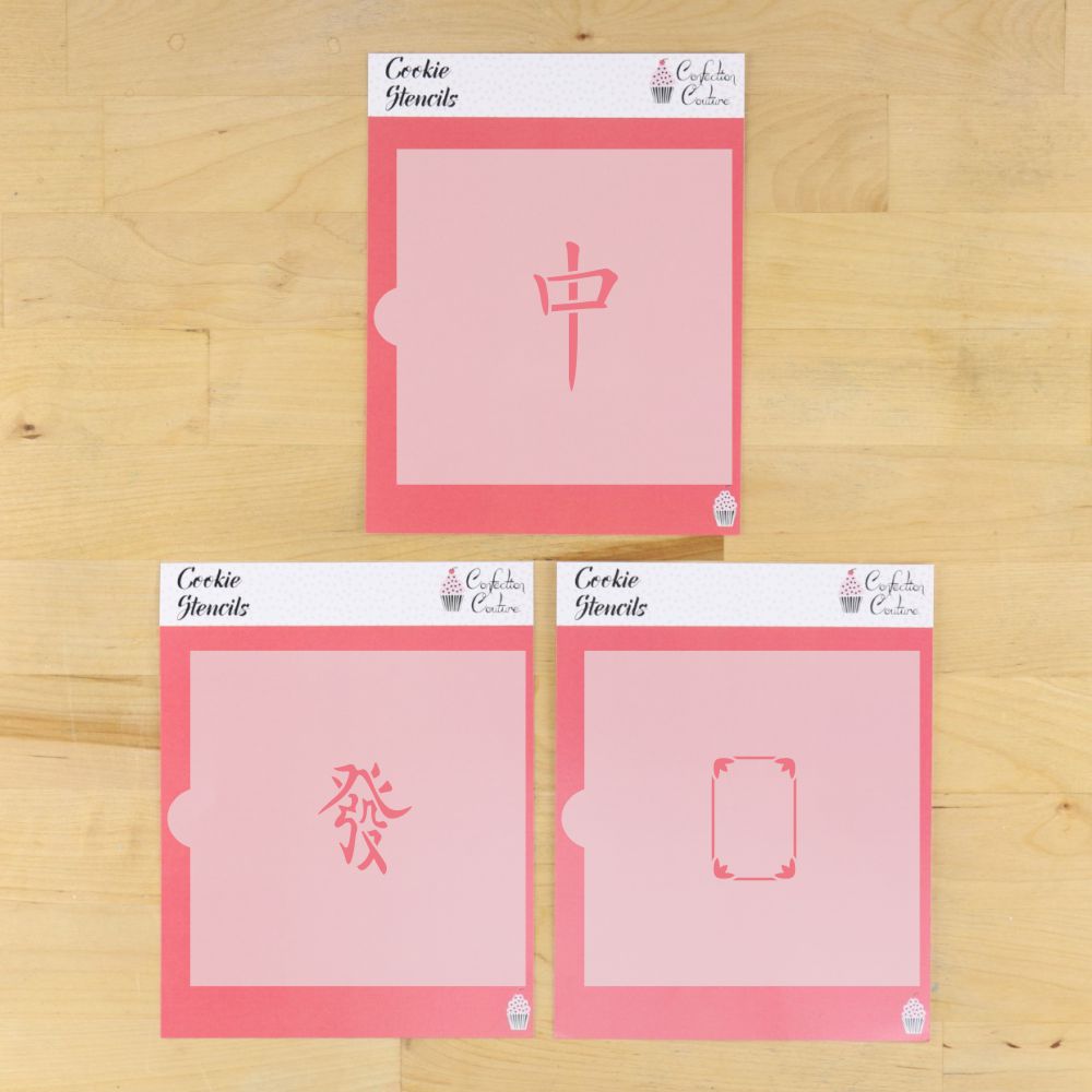 Medium Mahjong Dragon Tile Cookie Stencil Set