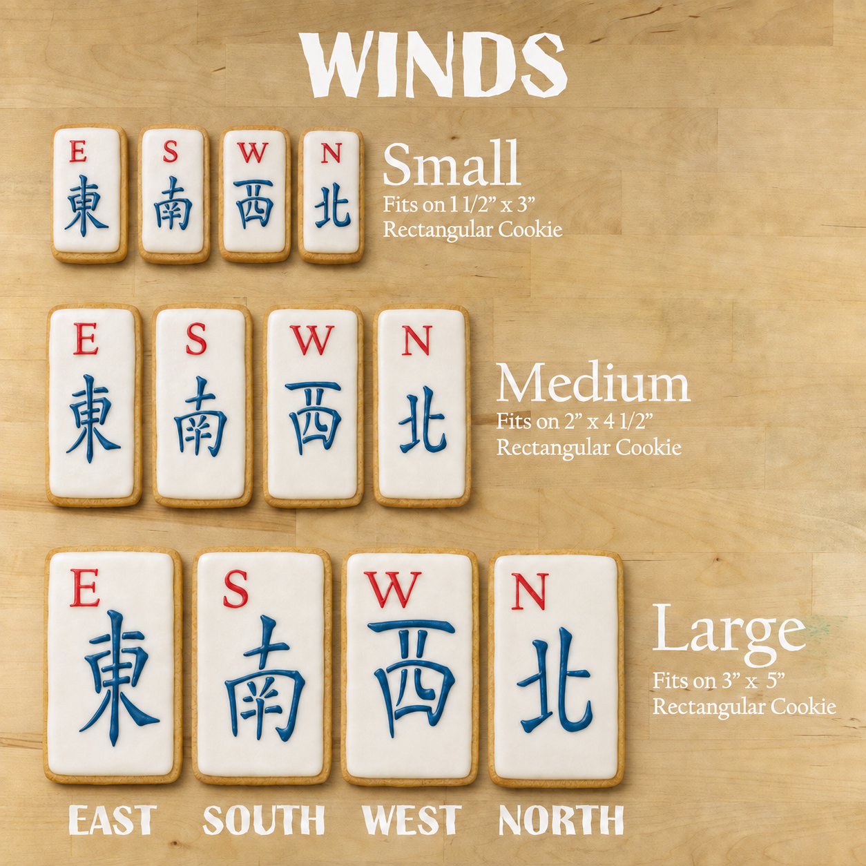 Mahjong Wind Tiles Cookie Stencil Set