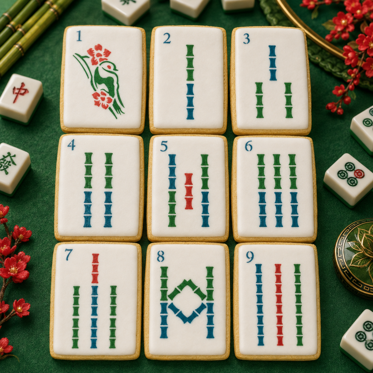 Mahjong Bam Tiles Cookie Stencil Set