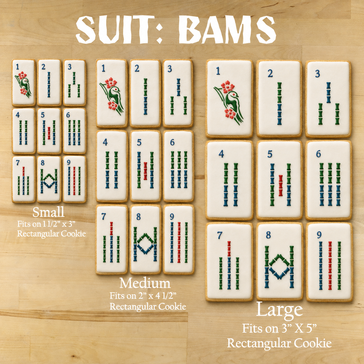 Mahjong Bam Tiles Cookie Stencil Set