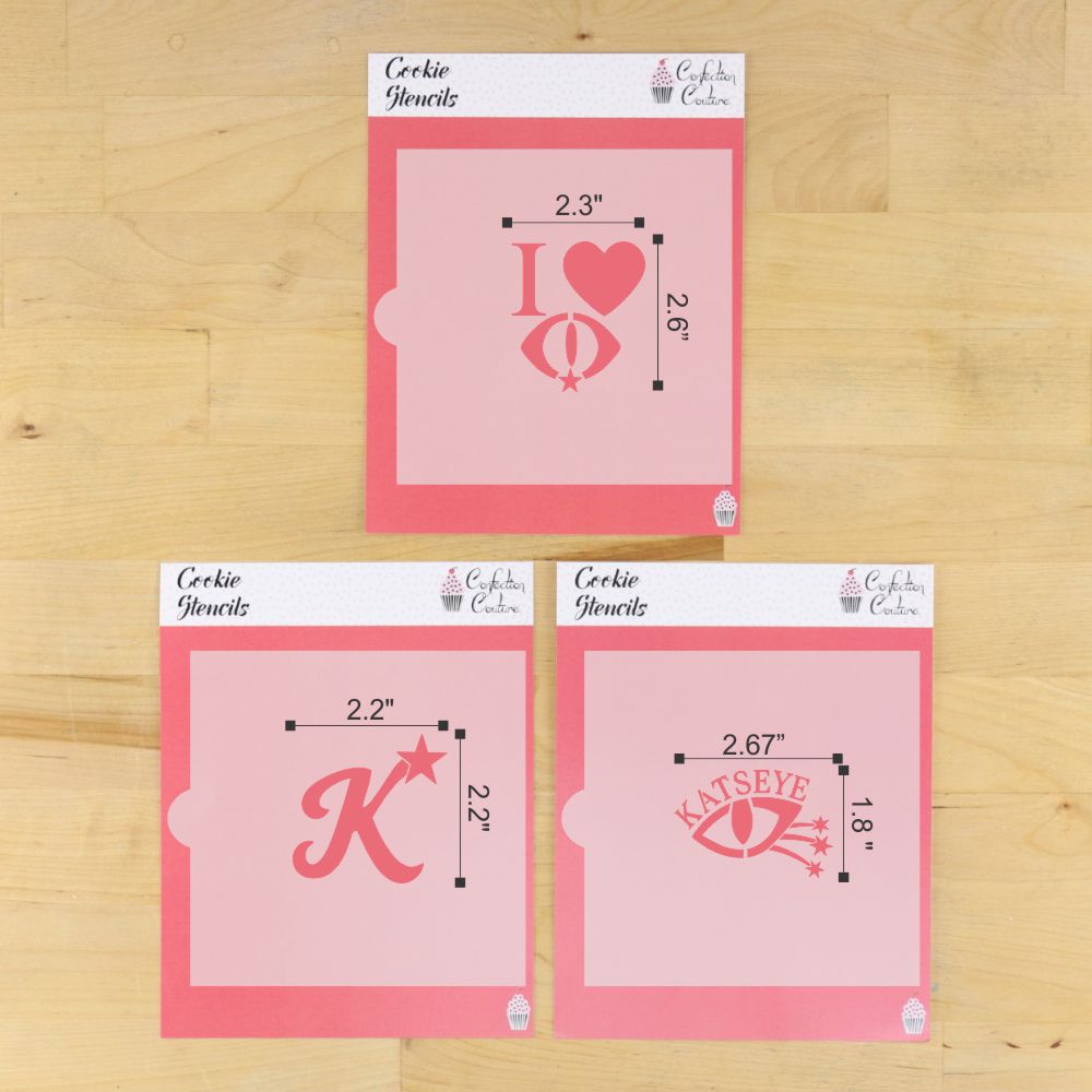 Measurements for the Eyekons Cookie Stencil Set