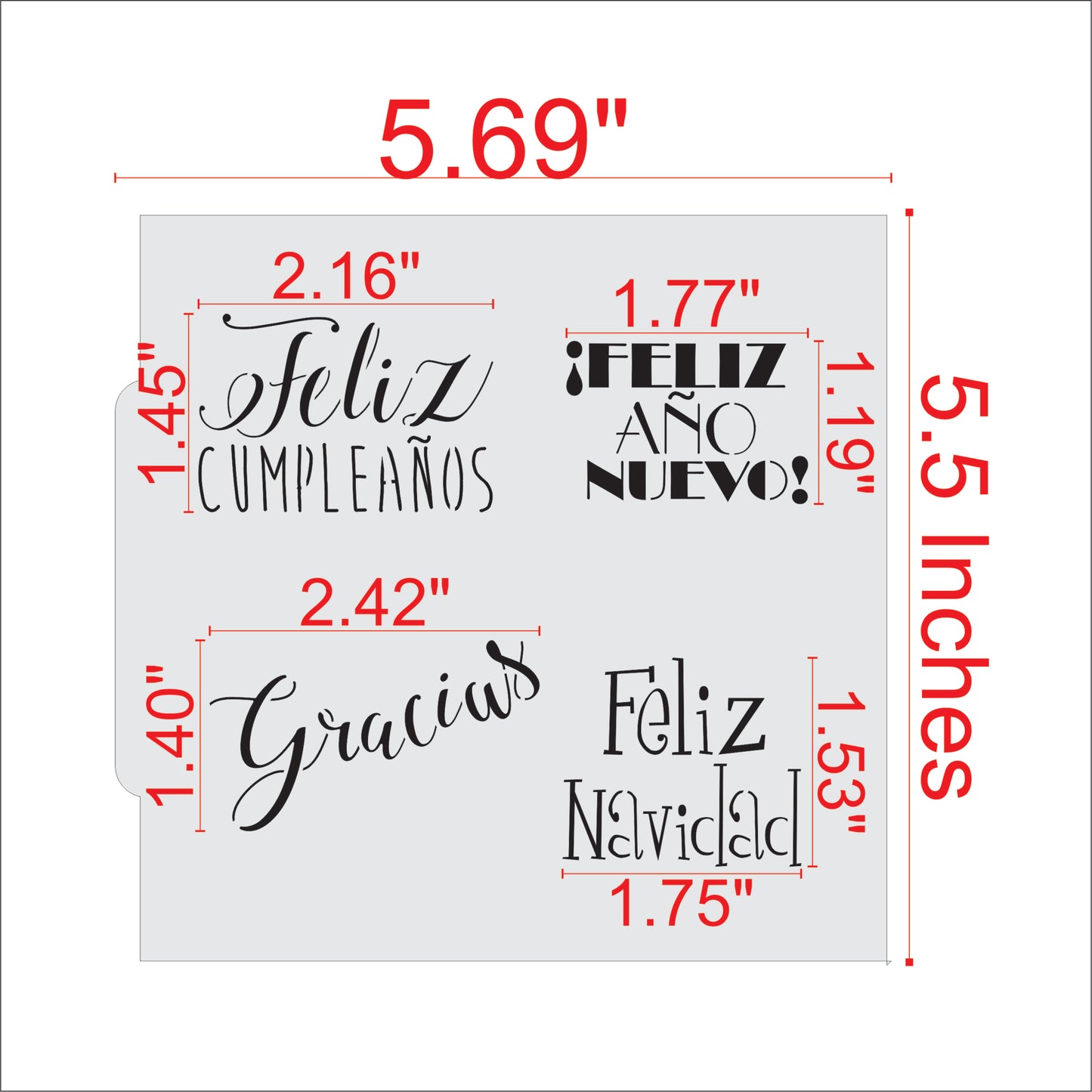 Spanish Event and Holiday Greetings Cookie Stencils