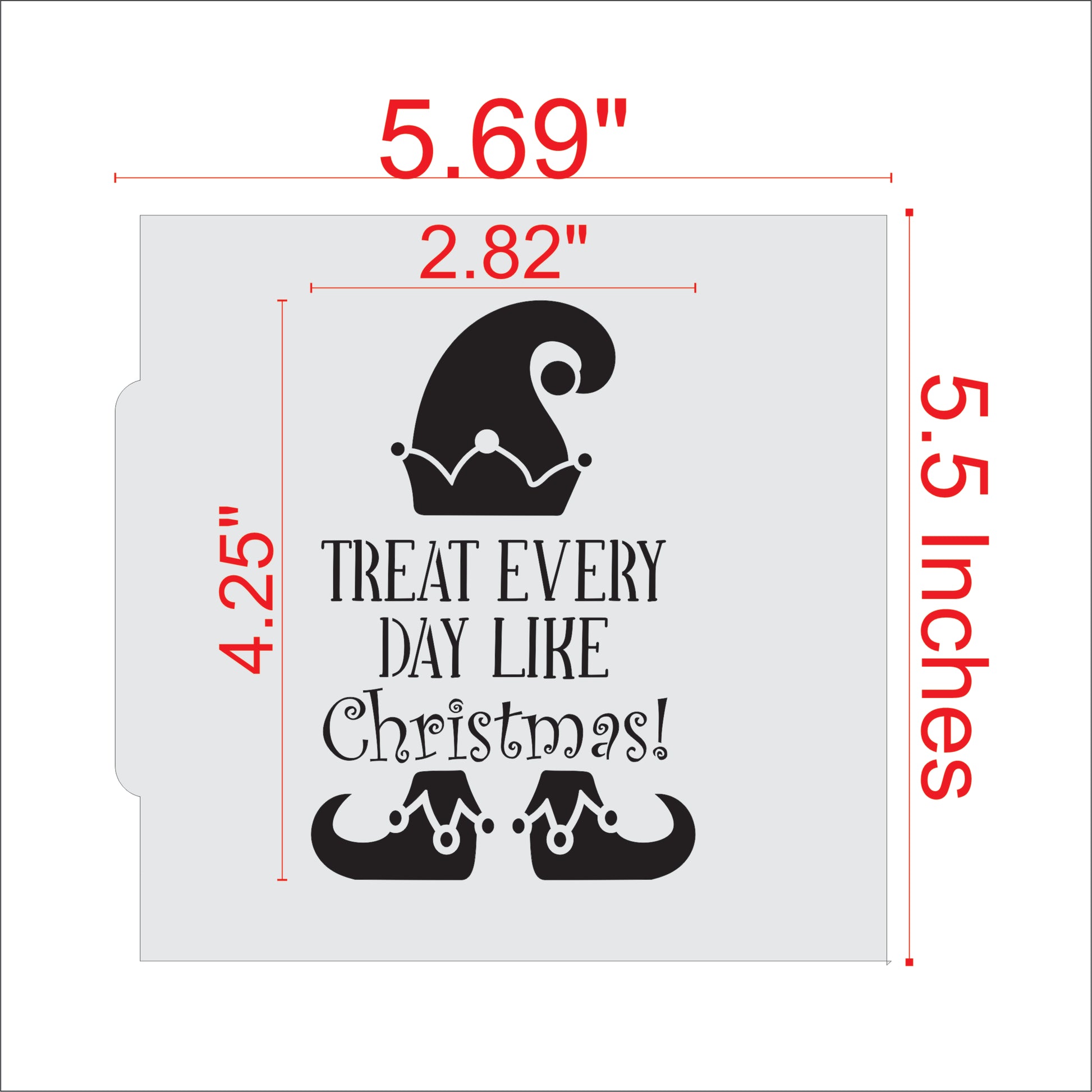 Elf Message Cookie Stencil Dimensions