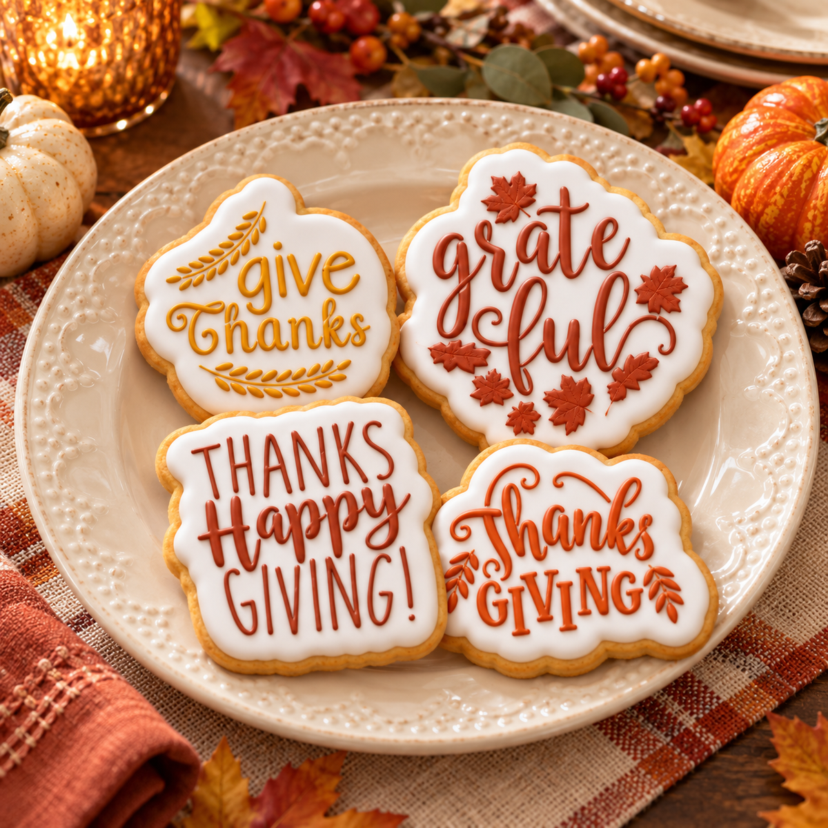 Give Thanks Message Cookie Stencils