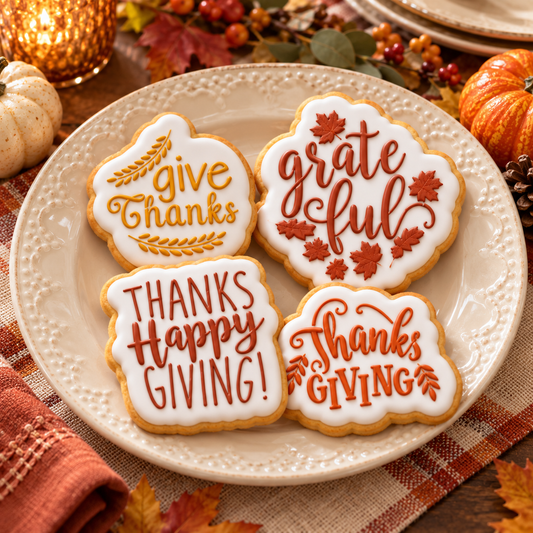Give Thanks Message Cookie Stencils