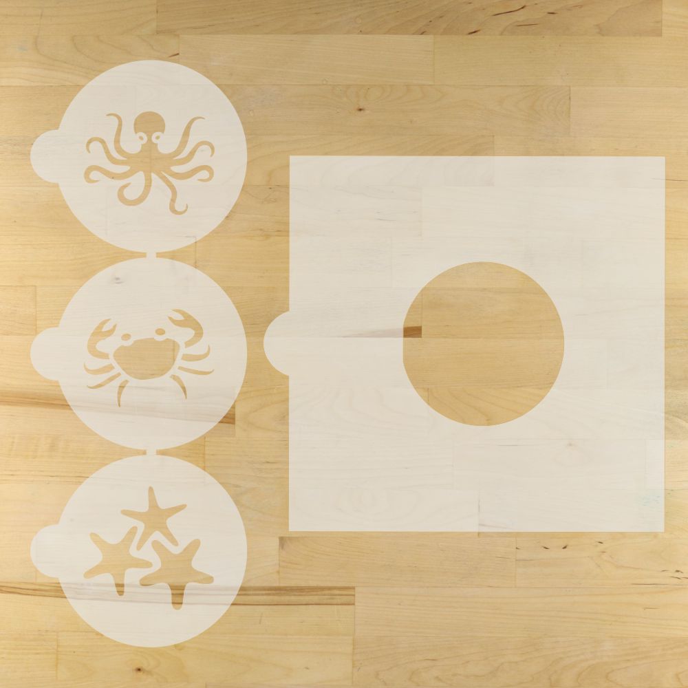 Sea Creatures Round Cookie Stencil 3 Pc Set