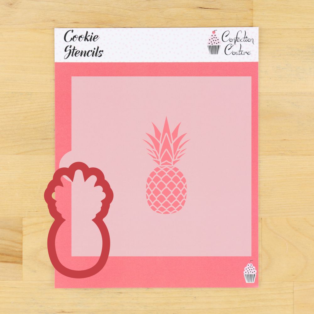 Pineapple Cookie Stencil with Matching Pineapple Cookie Cutter