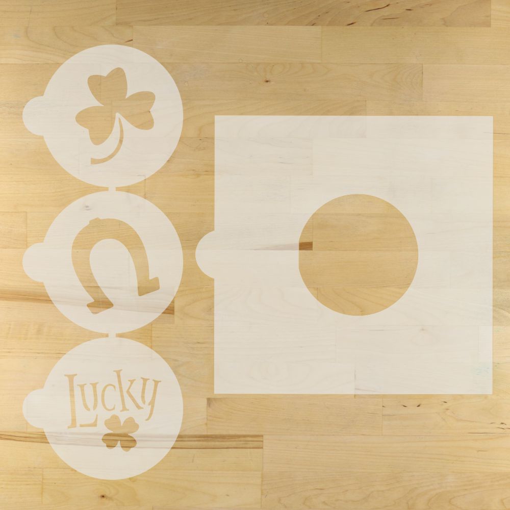 St. Patrick's Day Round Cookie Stencil 3 Pc Set with the Stencil Adapter for Round Cookie Stencils 