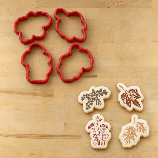 Woodland Walk fall cookie stencil and matching cookie cutter set