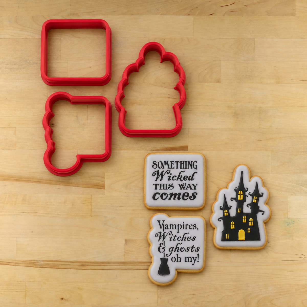 Halloween Haunted House & Messages Cookie Stencil Set