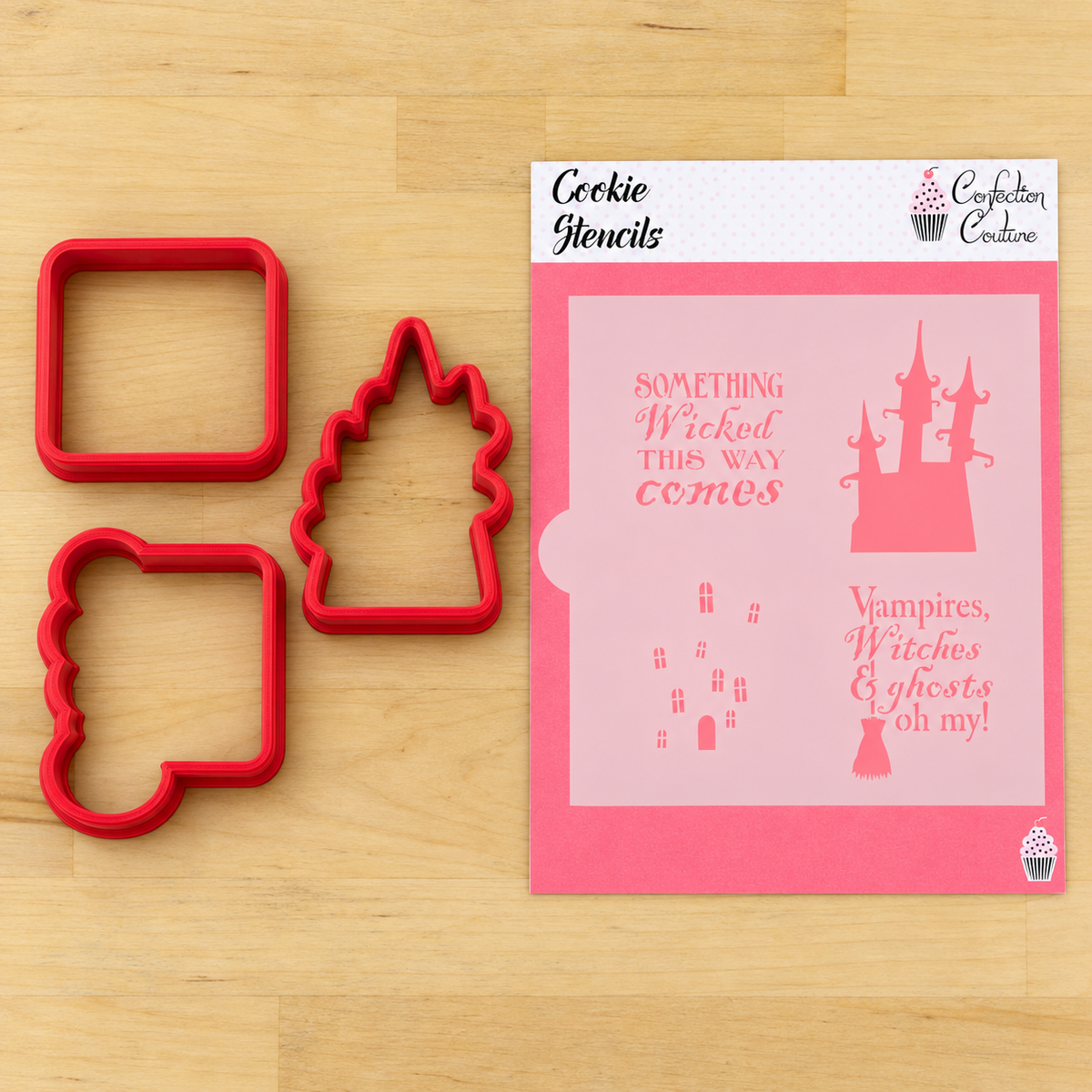 Halloween Haunted House & Messages Cookie Stencil Set