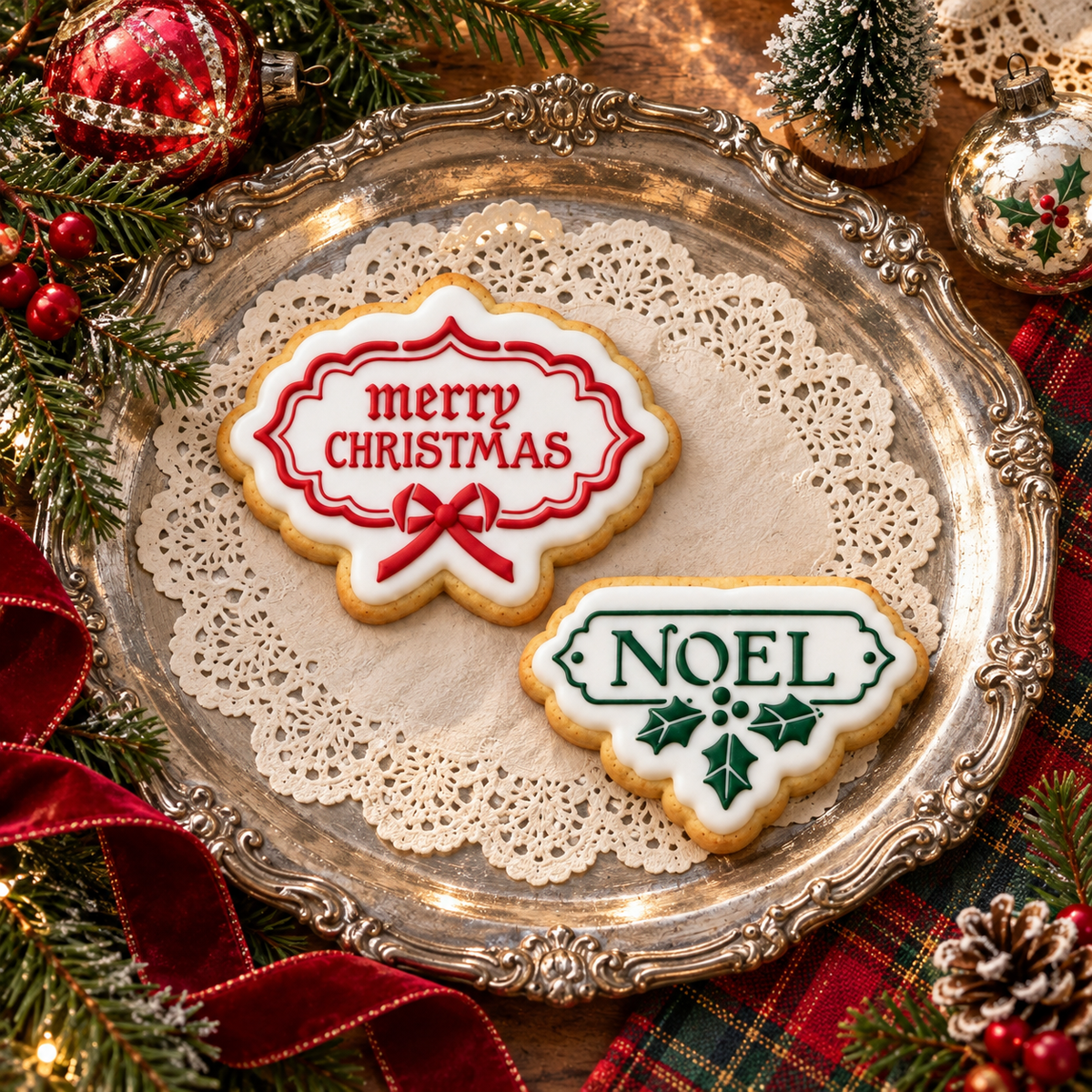 Vintage Christmas Tag Cookie Stencils