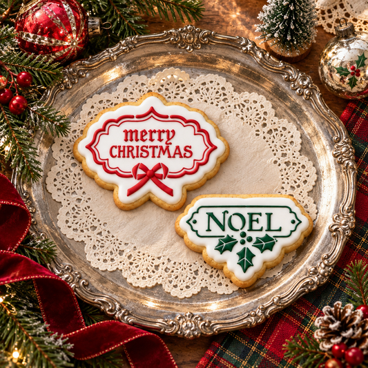 Vintage Christmas Tag Cookie Stencils