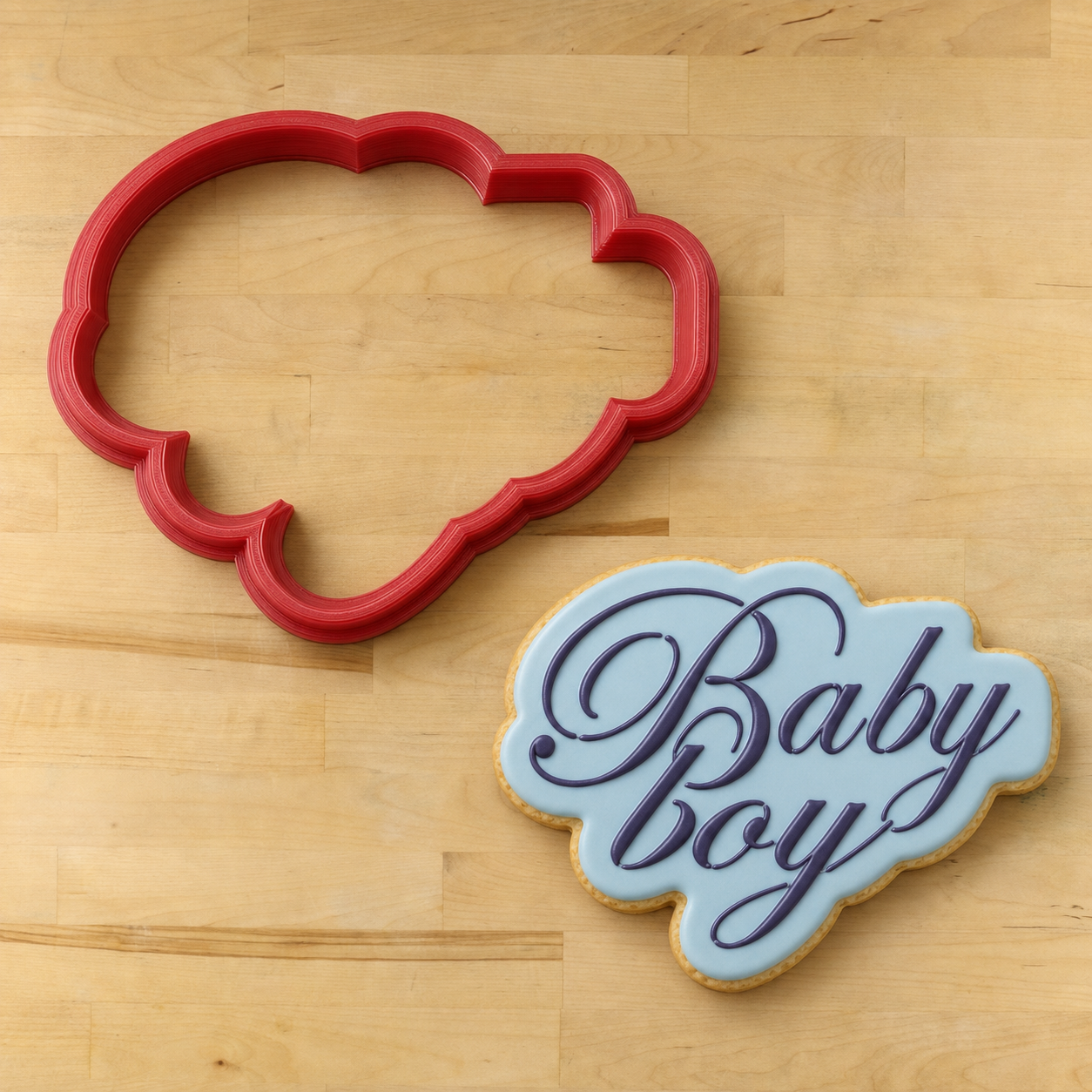 Script Style Baby Boy and Girl Cookie Stencil