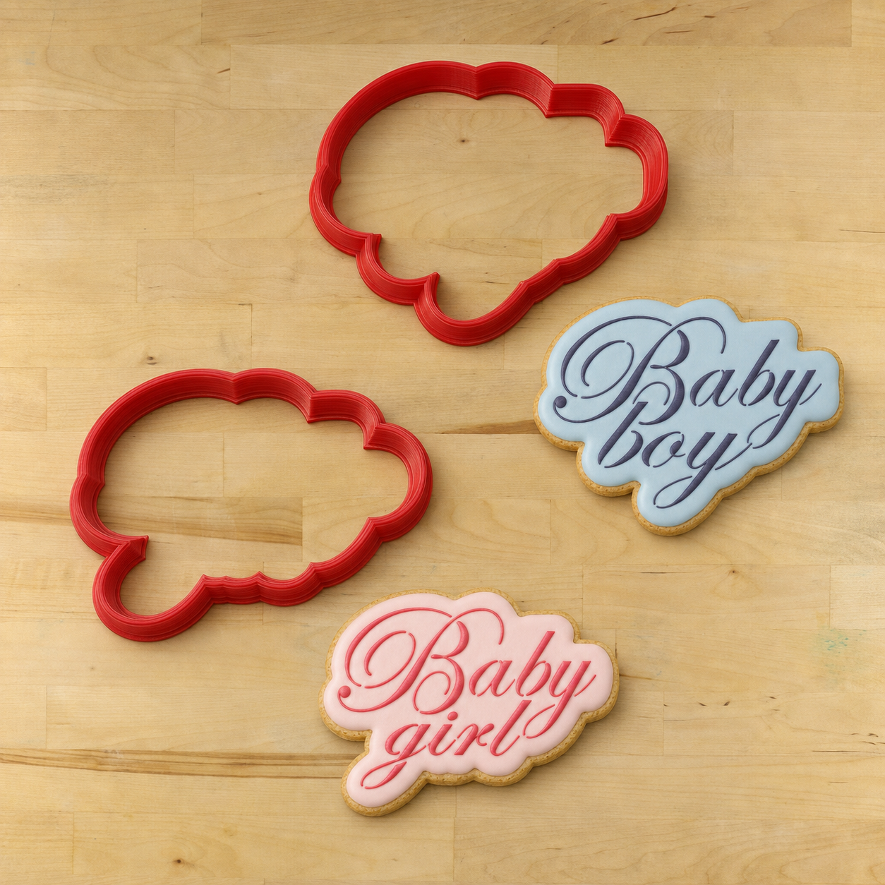 Script Style Baby Boy and Girl Cookie Stencil