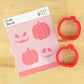 Jack-o-lantern cookie stencil with pumpkin cookie cutters