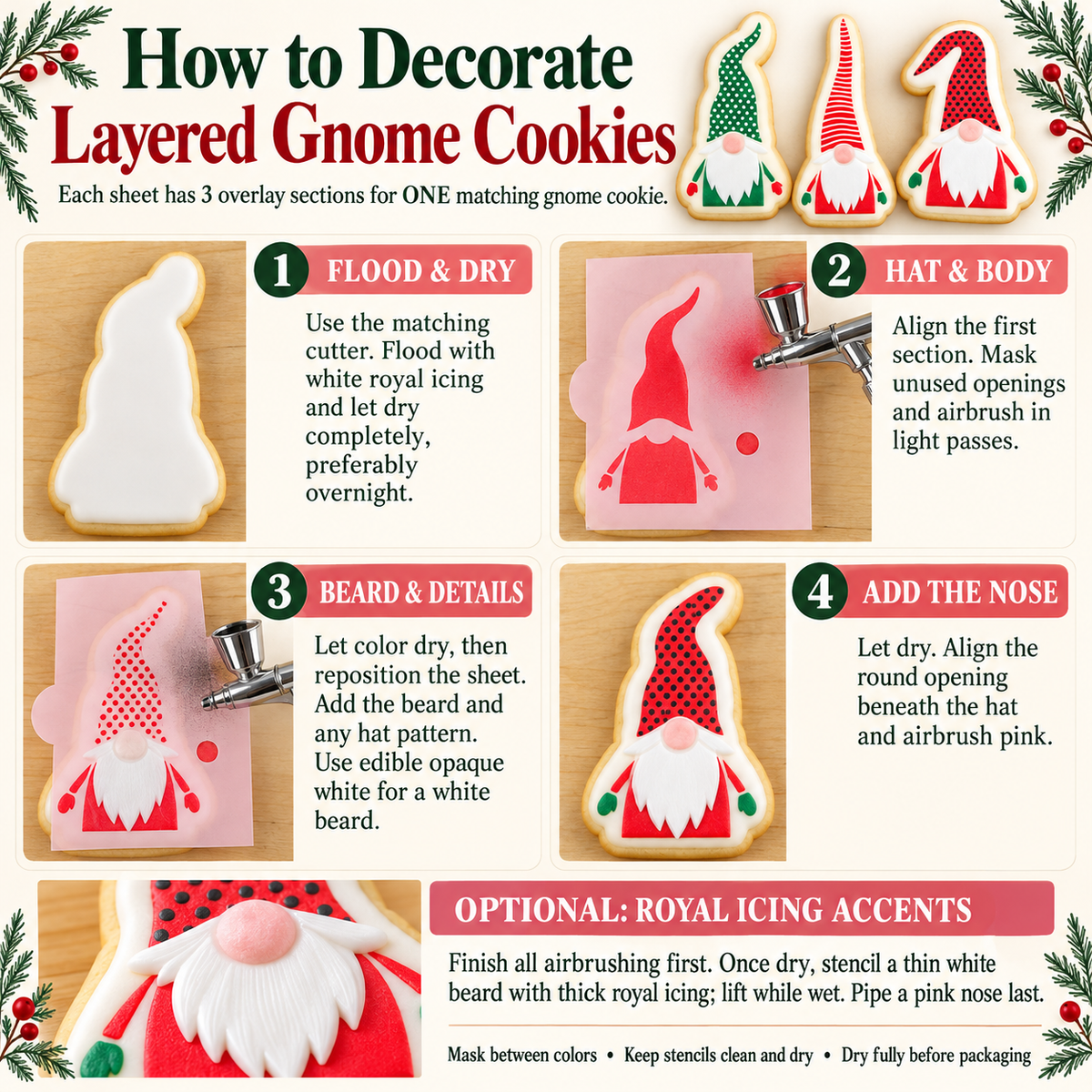 Christmas Gnome Cookie Stencil Set