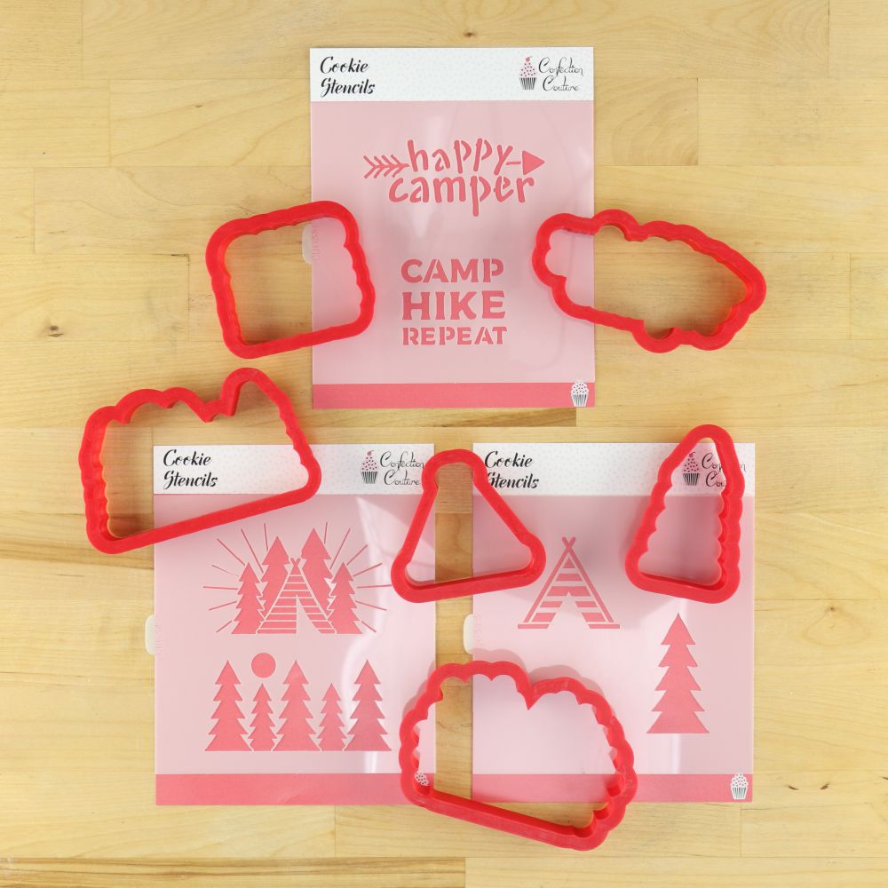 Happy Camper 3 Piece Cookie Stencil Set