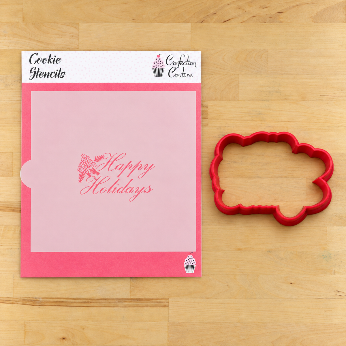 Script Style Christmas Messages Cookie Stencil