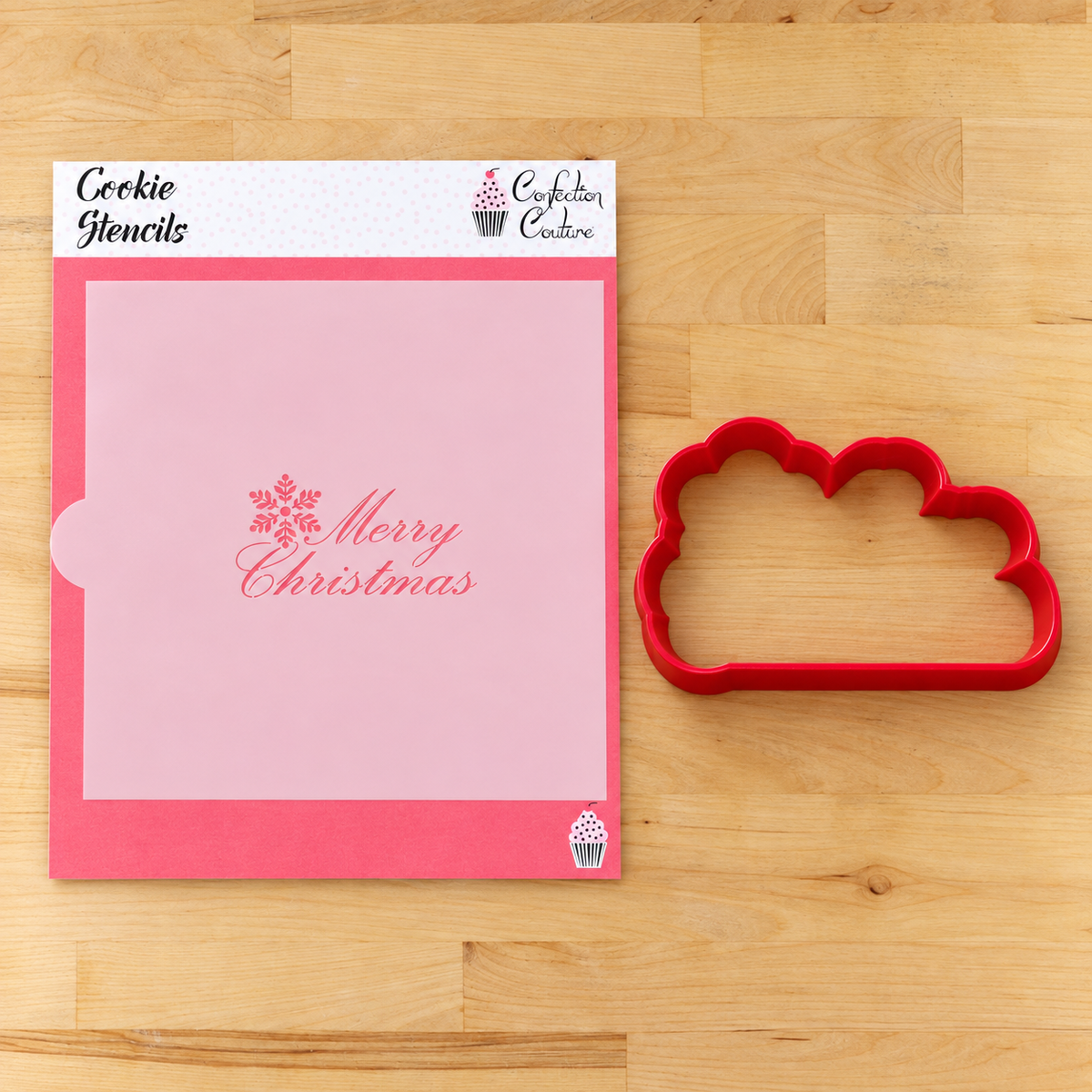 Script Style Christmas Messages Cookie Stencil