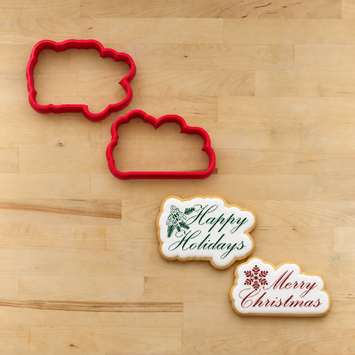 Script Style Christmas Messages Cookie Stencil