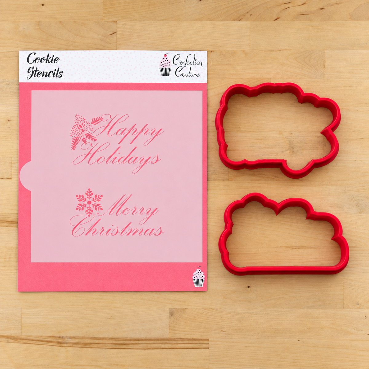 Script Style Christmas Messages Cookie Stencil
