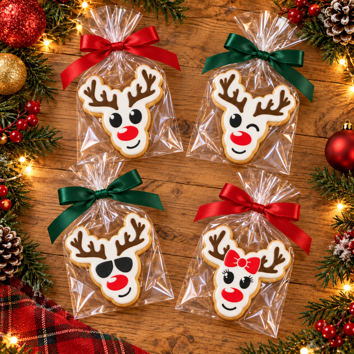 Reindeer Faces 4 Piece Cookie Stencil Set