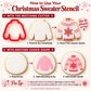 Image with a tutorial on how to use the Christmas Sweater Stencil and Cookie Cutter from Confection Couture.