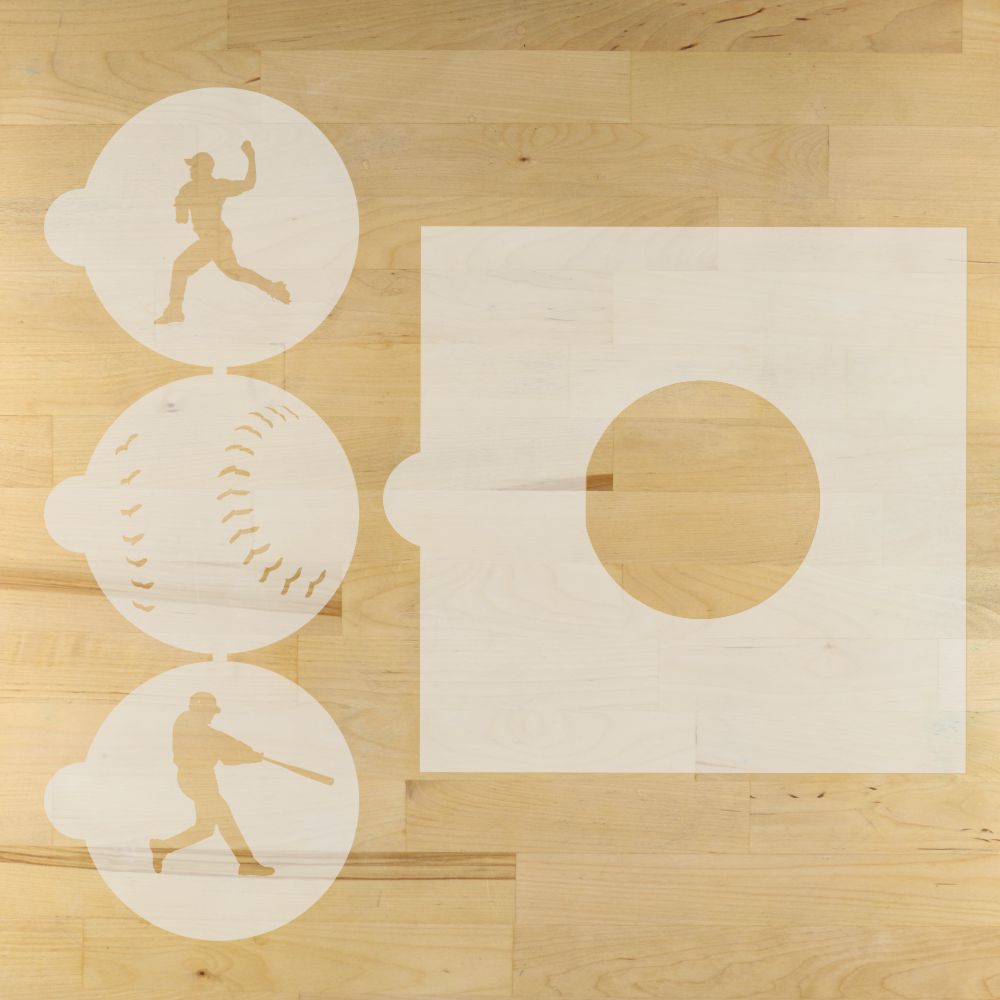 Baseball Round Cookie Stencil 3 Pc Set