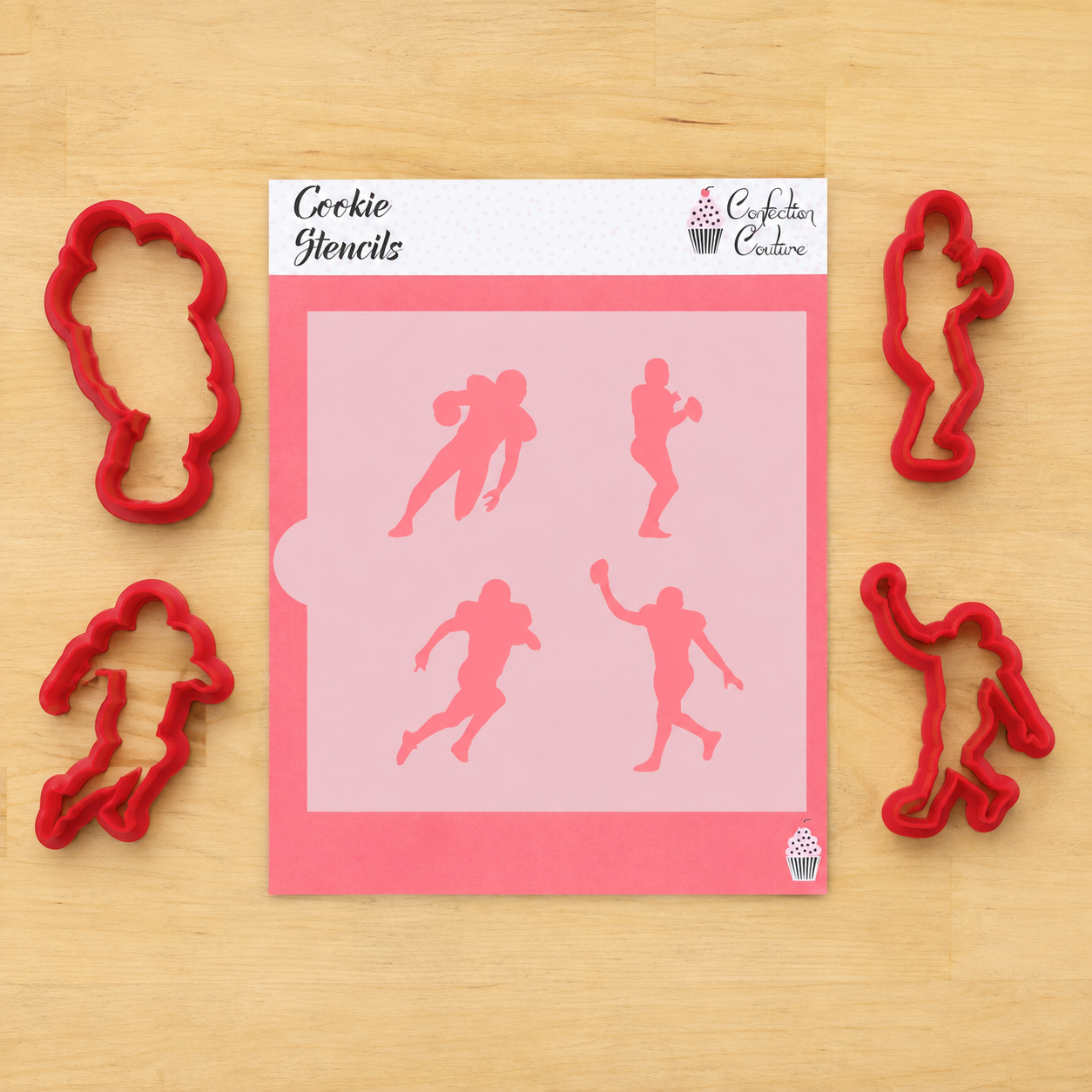 Football Players Cookie Stencils