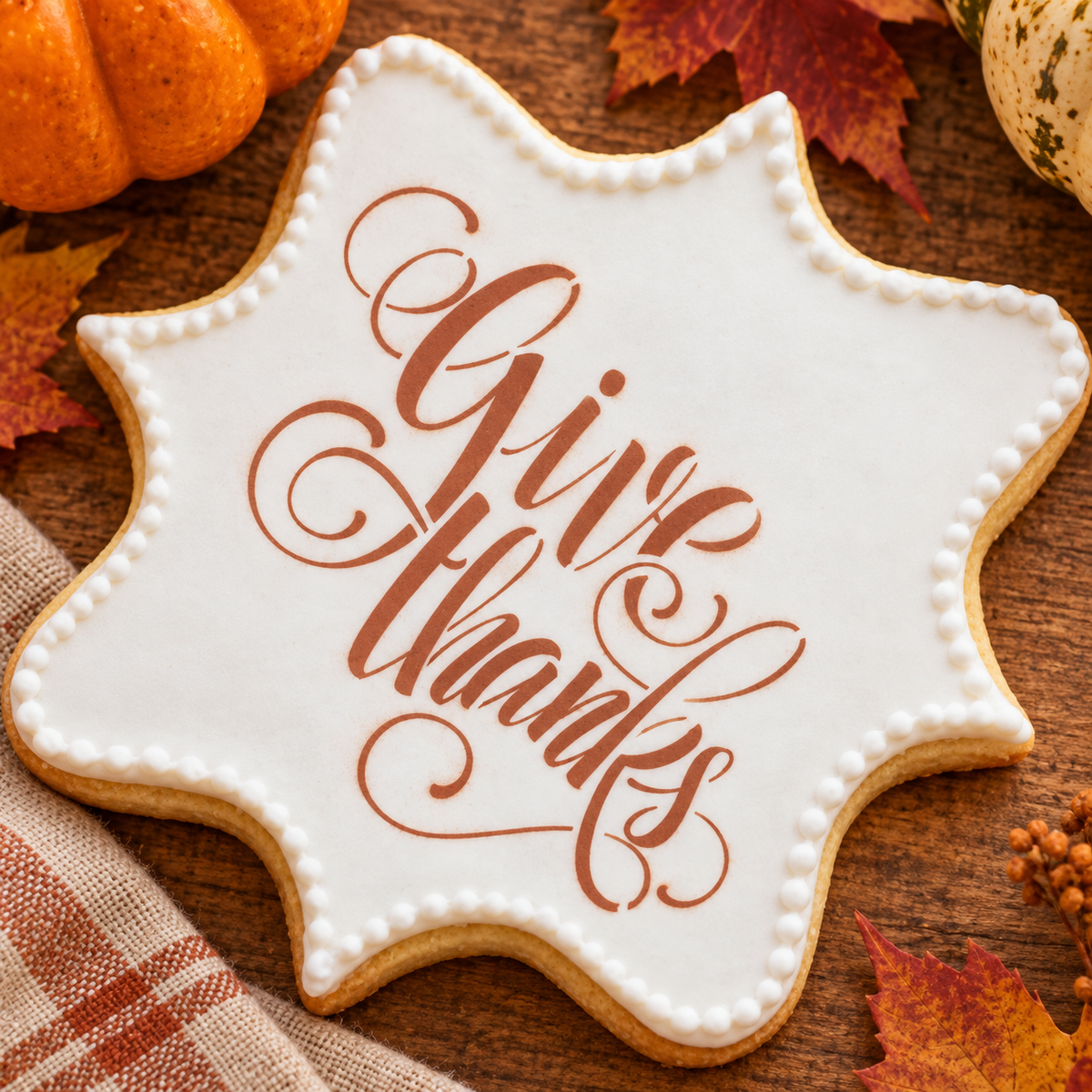 Give Thanks Cookie Stencil