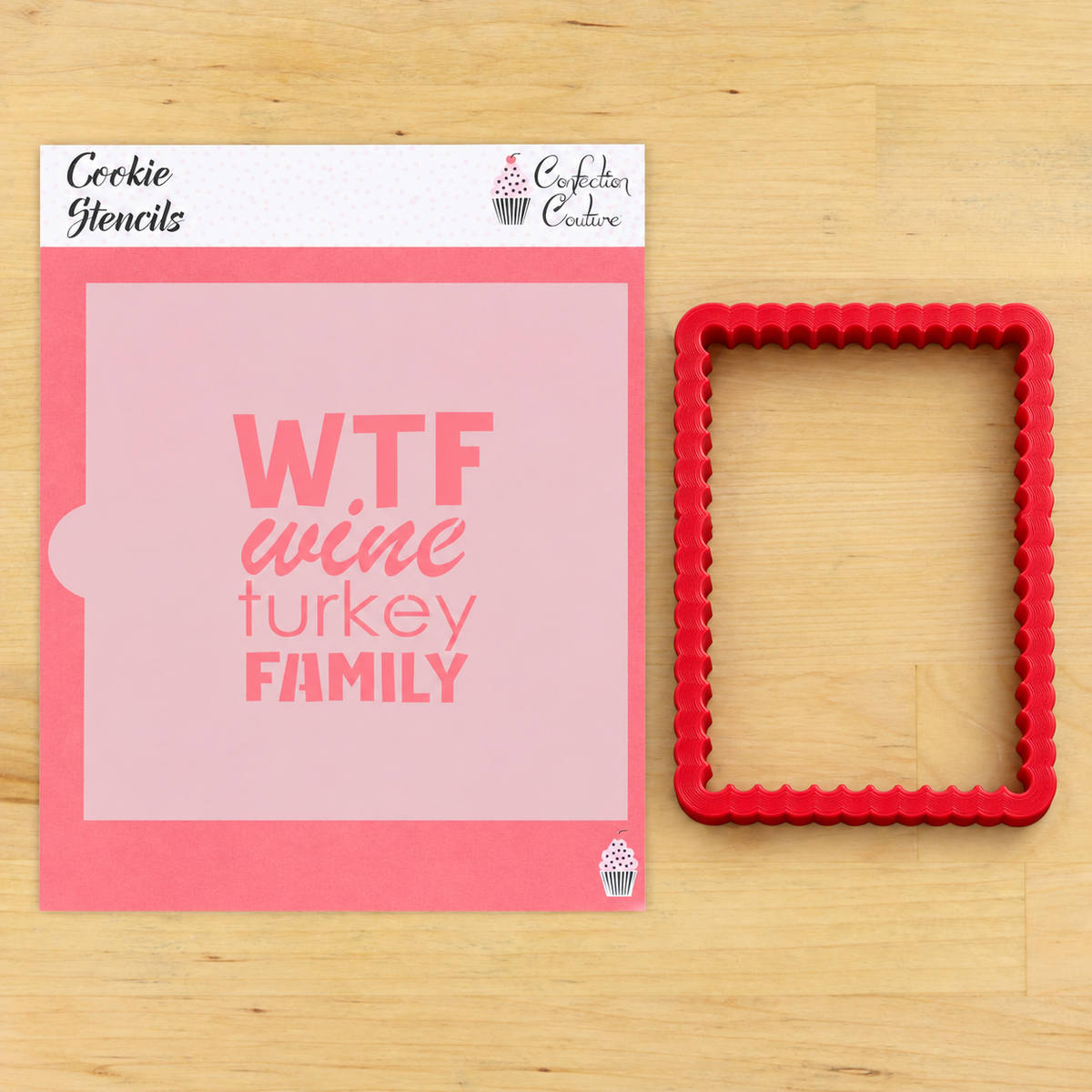 Wine Turkey Family Thanksgiving Cookie Stencil
