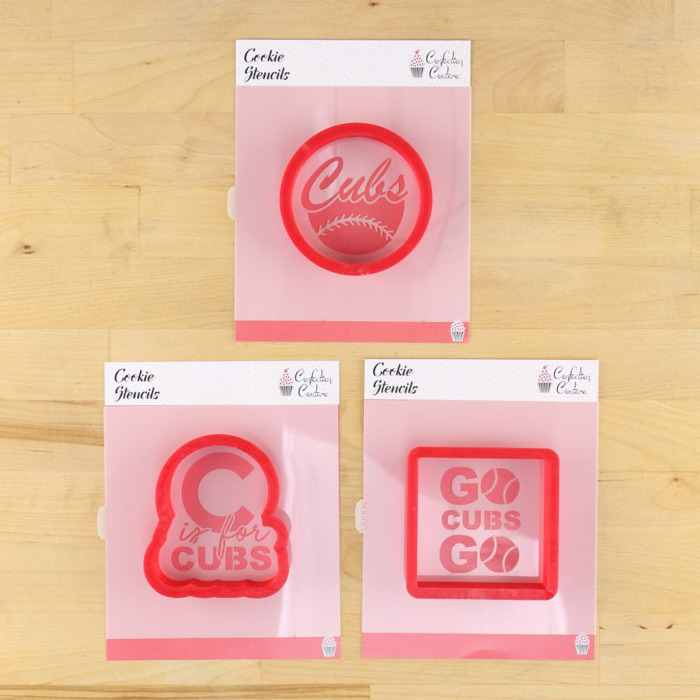 Chicago Cubs Baseball Cookie Stencils and matching Cookie Cutters